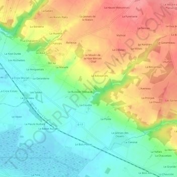 Mappa topografica La Colle, altitudine, rilievo