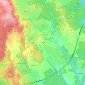 Mappa topografica La Vialle, altitudine, rilievo