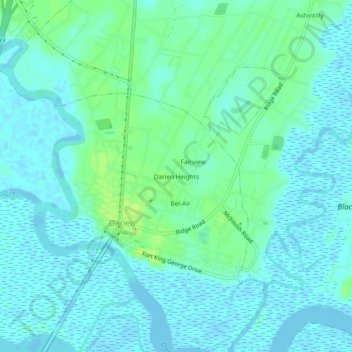 Mappa topografica Darien Heights, altitudine, rilievo