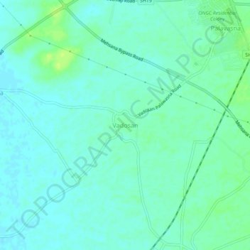 Mappa topografica Vadosan, altitudine, rilievo