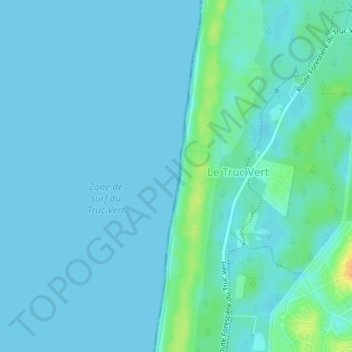 Mappa topografica Plage du Truc Vert, altitudine, rilievo