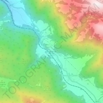 Mappa topografica Castello di Corno, altitudine, rilievo