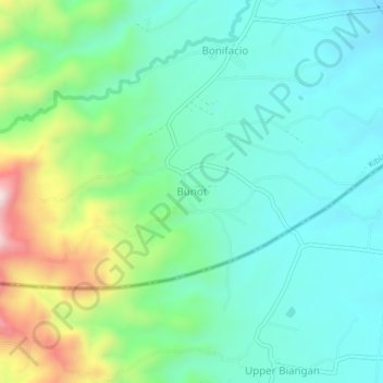 Mappa topografica Bunot, altitudine, rilievo
