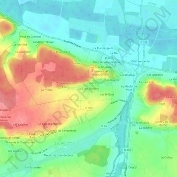 Mappa topografica La Croix Blanche, altitudine, rilievo