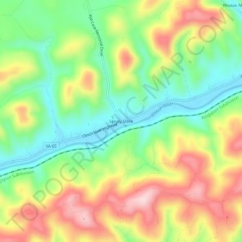 Mappa topografica Spivey Store, altitudine, rilievo