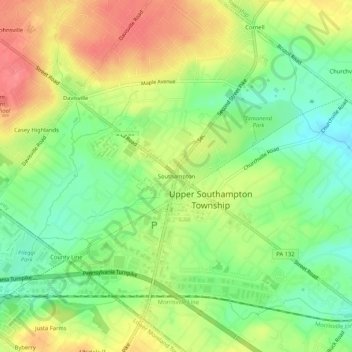 Mappa topografica Southampton, altitudine, rilievo