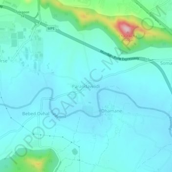 Mappa topografica Parandawadi, altitudine, rilievo