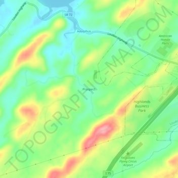 Mappa topografica Prospect, altitudine, rilievo