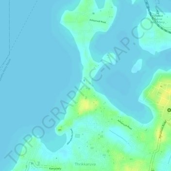 Mappa topografica Ashtamudi, altitudine, rilievo