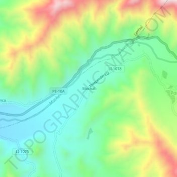 Mappa topografica Mochal, altitudine, rilievo