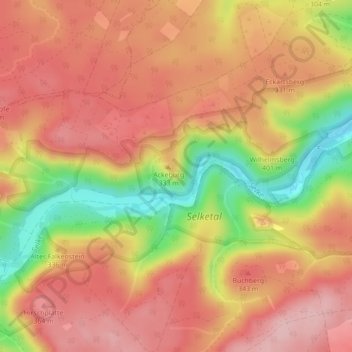Mappa topografica Selkesicht, altitudine, rilievo