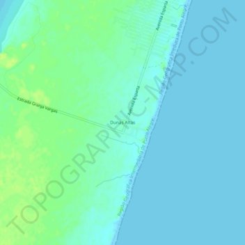 Mappa topografica Dunas Altas, altitudine, rilievo