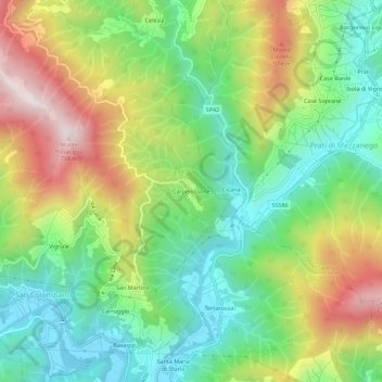Mappa topografica Carpenissone, altitudine, rilievo