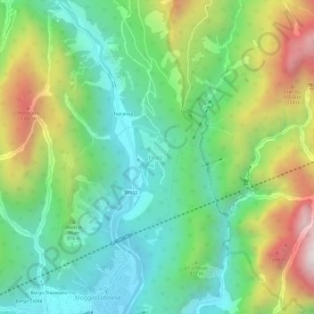 Mappa topografica Pradis, altitudine, rilievo