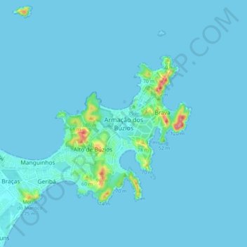 Mappa topografica Armação dos Búzios, altitudine, rilievo