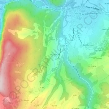 Mappa topografica Le Couleur, altitudine, rilievo