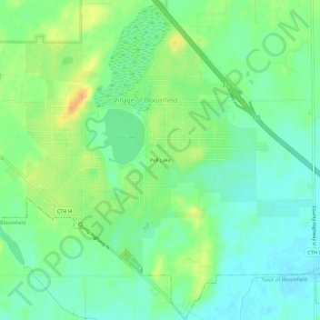 Mappa topografica Pell Lake, altitudine, rilievo