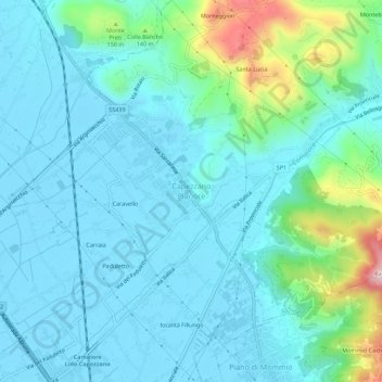 Mappa topografica Capezzano Pianore, altitudine, rilievo