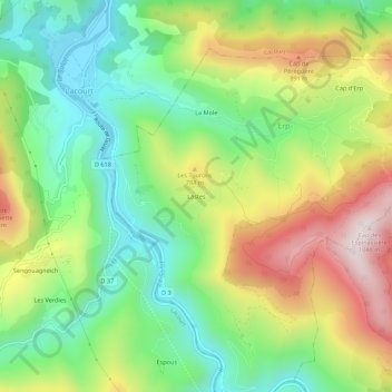 Mappa topografica Lastes, altitudine, rilievo