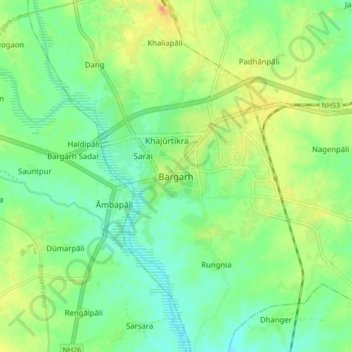 Mappa topografica Bargarh, altitudine, rilievo