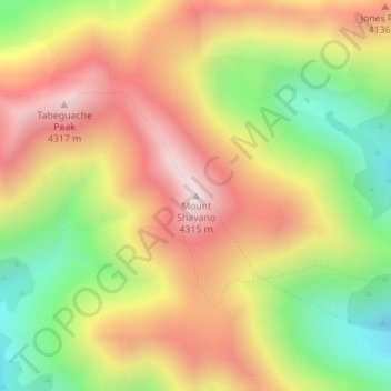 Mappa topografica Mount Shavano, altitudine, rilievo