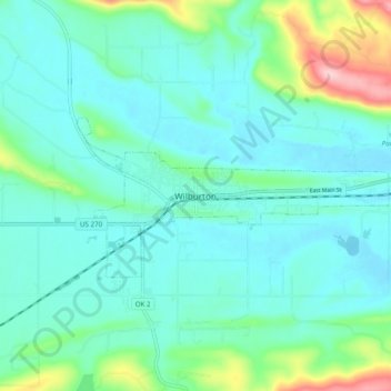 Mappa topografica Wilburton, altitudine, rilievo
