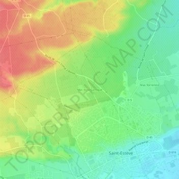 Mappa topografica Mas de la Garrigue, altitudine, rilievo