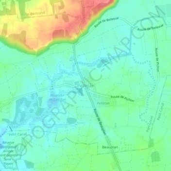 Mappa topografica Pelletan, altitudine, rilievo