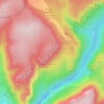 Mappa topografica Roquete, altitudine, rilievo