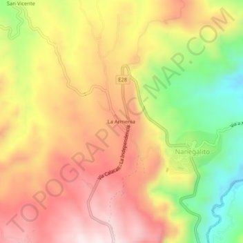 Mappa topografica La Armenia, altitudine, rilievo