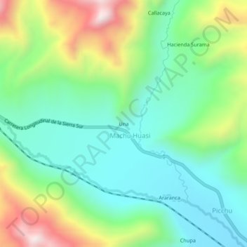 Mappa topografica Una, altitudine, rilievo