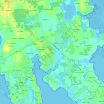 Mappa topografica Kerzuc, altitudine, rilievo