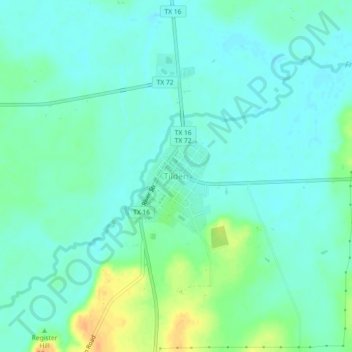 Mappa topografica Tilden, altitudine, rilievo