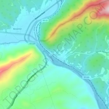 Mappa topografica Eagle Rock, altitudine, rilievo