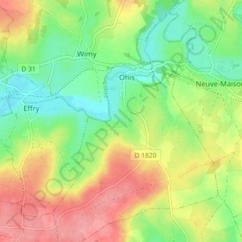 Mappa topografica Eclosieaux, altitudine, rilievo