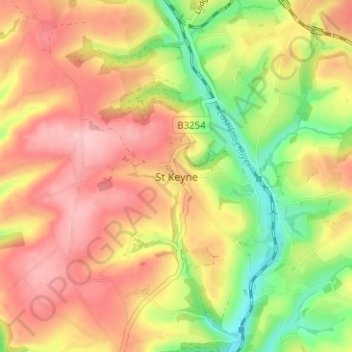 Mappa topografica St Keyne, altitudine, rilievo