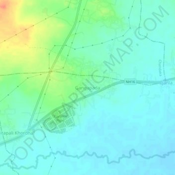 Mappa topografica Gangapada, altitudine, rilievo