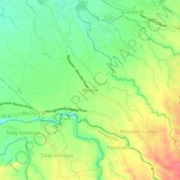 Mappa topografica Molino, altitudine, rilievo