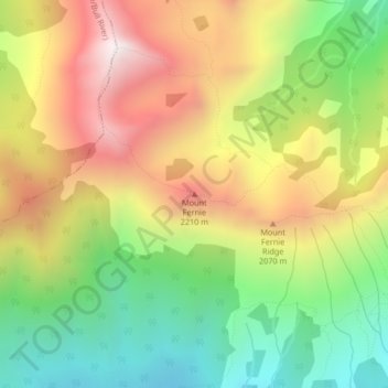 Mappa topografica Mount Fernie, altitudine, rilievo