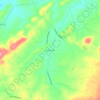 Mappa topografica Camp Creek, altitudine, rilievo