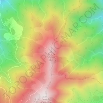 Mappa topografica Piló de Belmaig, altitudine, rilievo