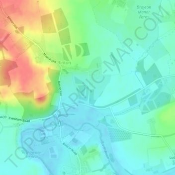Mappa topografica Lower Binton, altitudine, rilievo