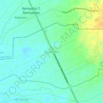 Mappa topografica Santo Niño, altitudine, rilievo