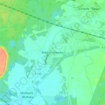 Mappa topografica Rohne - Rowno, altitudine, rilievo