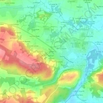 Mappa topografica Le Pâtis, altitudine, rilievo