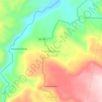 Mappa topografica Ccochapampa, altitudine, rilievo