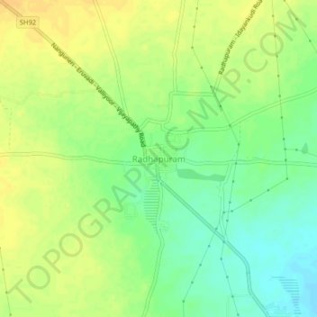 Mappa topografica Radhapuram, altitudine, rilievo