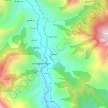 Mappa topografica silyara, altitudine, rilievo