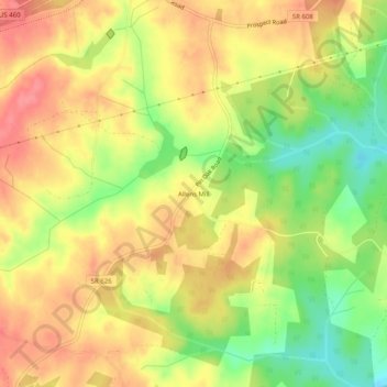 Mappa topografica Allens Mill, altitudine, rilievo