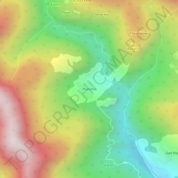 Mappa topografica Phancha, altitudine, rilievo